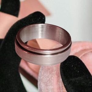 Silver Stainless Steel Spinning Fidget Ring Band Men Women Fashion Jewelry
